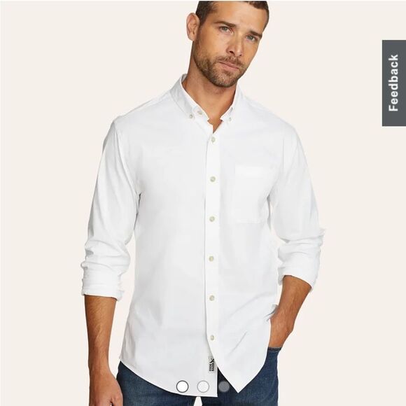 Eddie Bauer Men's Voyager‎ Flex Long-Sleeve Dress Shirt white 3XL NWT in pkg - Picture 1 of 5